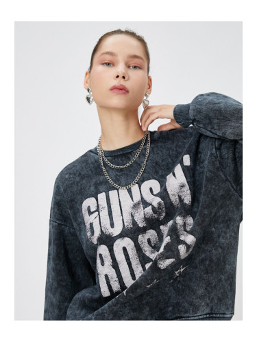 Koton Guns N' Roses Sweatshirt Licensed Raised Washed Back Printed