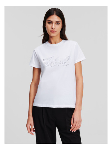 Karl Lagerfeld Rhinestone Logo T-shirt Byal