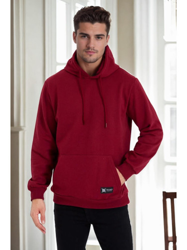 34605 Dewberry Kangaroo Pocket Hoody Mens Sweatshirt-BURGUNDY