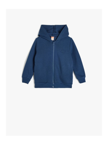 Koton Basic Hooded Sweatshirt Zippered Raised