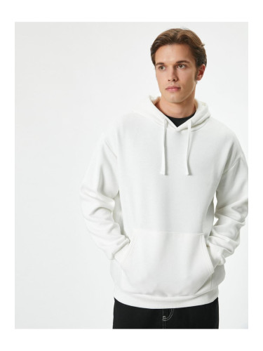 Koton Oversize Sweatshirt Hooded Long Sleeve Kangaroo Pocket Detail Raised