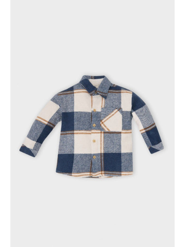 DEFACTO Baby Boy Shirt Collar Flannel Long Sleeve Pocket Plaid Shirt