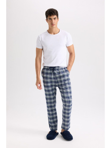 DEFACTO Regular Fit Plaid Tied Waist Straight Leg Pocket Long Length Pajama Bottoms