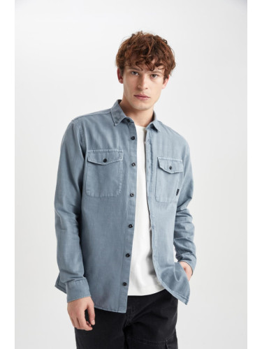 DEFACTO Regular Fit Cotton Long Sleeve Shirt Jacket