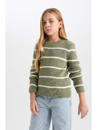 DEFACTO Girl's Fitted Crew Neck Sweater