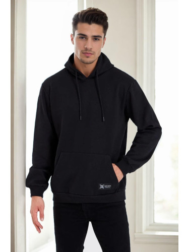 34605 Dewberry Kangaroo Pocket Hoody Mens Sweatshirt-BLACK