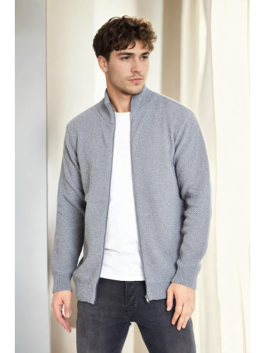 65801 Dewberry Zippered Knitwear Cardigan-DARK GREY