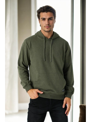 12612 Dewberry Hooded Kangaroo Pocket Mens Sweatshirt-Khaki