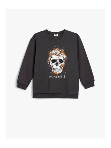 Koton Sweatshirt Skull Printed Long Sleeve Crew Neck