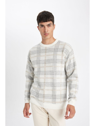 DEFACTO Relax Fit Crew Neck Patterned Knitwear Sweater