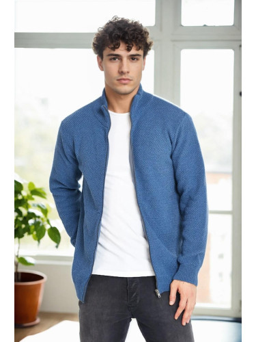 65801 Dewberry Zippered Knitwear Cardigan-INDIGO