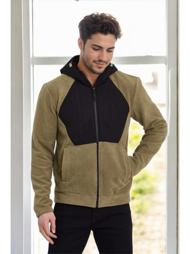 86616 Dewberry Zippered Mens Hoodie-Khaki