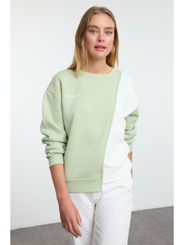 Trendyol Mint Printed Basic Knitted Sweatshirt