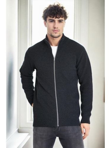 65801 Dewberry Zippered Knitwear Cardigan-ANTHRACITE