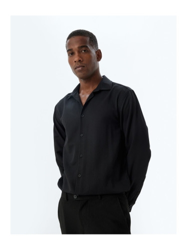 Koton Slim Fit Shirt Basic Long Sleeve Cotton Blend