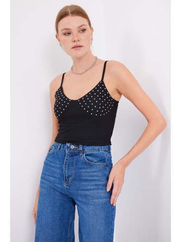 Bigdart 918 Rope Strap Crop Top - Black