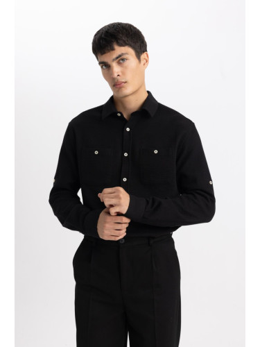 DEFACTO Modern Fit Polo Neck Long Sleeve Shirt