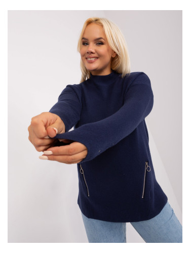 Navy blue women's plus size turtleneck sweater