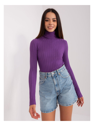 Dark purple fitted turtleneck sweater