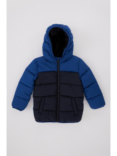 DEFACTO Baby Boy Water Repellent Fleece Lined Hooded Puffer Jacket