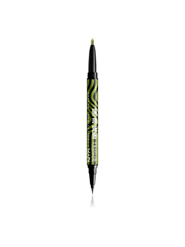 NYX Professional Makeup Beetlejuice Pinstripe Duo Liner очна линия 2 в 1 цвят 03 Green Chrome 0,5 мл.