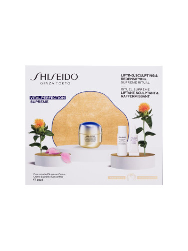 Shiseido Vital Perfection Concentrated Supreme Cream Подаръчен комплект дневен крем за лице Vital Perfection Concentrated Supreme Cream 30 ml + серум за лице Vital Perfection LiftDefine Radiance Serum 7 ml + околоочен крем Vital Perfection Uplifting and Firming Eye Cream 3 ml