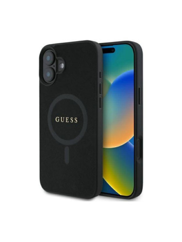 Оригинален кейс Guess Saffiano MagSafe, За iPhone 16 (6.1), Черен