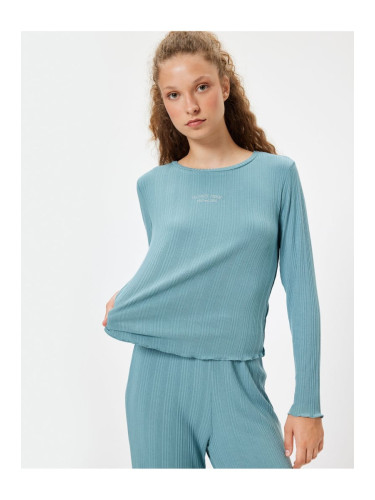 Koton Modal Fabric Pajama Top Long Sleeve Crew Neck