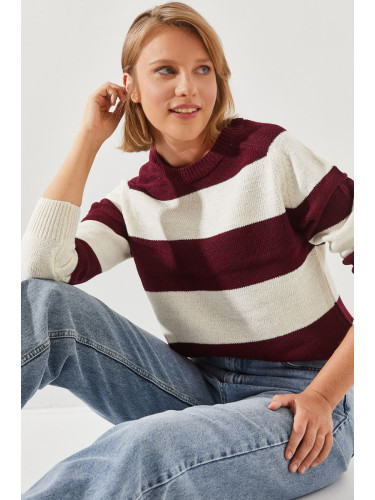 Bianco Lucci Women's Striped Sweater Raglan