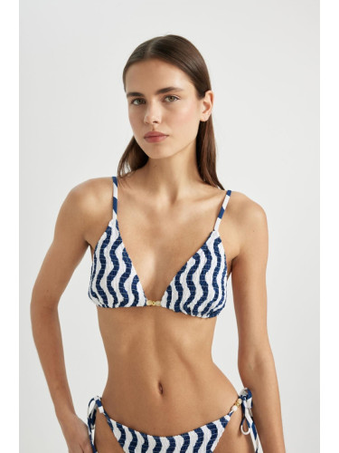 DEFACTO Fall In Love Regular Fit Striped Triangle Bikini Top