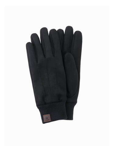 Ombre Men's eco suede gloves with welt - black