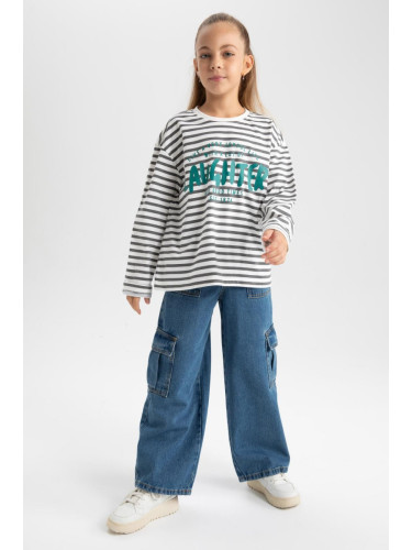 DEFACTO Girls Wide Leg Cargo Wide Leg Jeans