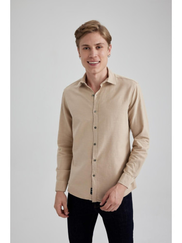 DEFACTO Slim Fit Slim Fit Cotton Long Sleeve Shirt