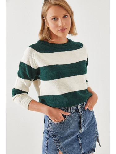 Bianco Lucci Women's Striped Sweater Raglan