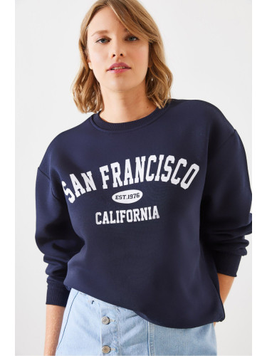 Bianco Lucci Women's Triple Thread Raised San Francisco Printed Sweatshirt MBHS006