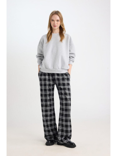 DEFACTO Wide Leg Wide Leg Plaid Regular Waist Elastic Pocket Pajama Pants