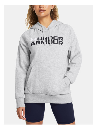 Under Armour Rival Fleece Wordmark Hoodie Sweatshirt Siv