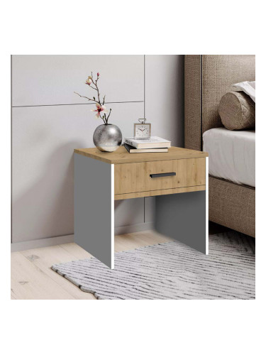 НОЩНО ШКАФЧЕ НОТО В БЯЛО И ДЪБ АРТИСАН