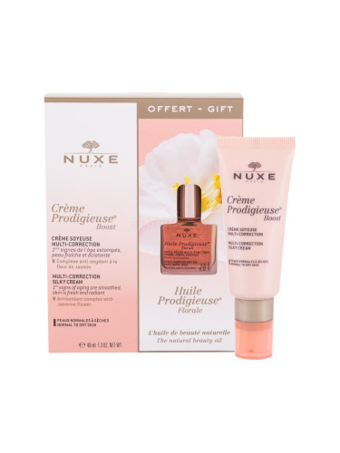 NUXE Crème Prodigieuse Boost Подаръчен комплект дневен крем за лице Creme Prodigieuse Boost Multi-Correction Silky Cream 40 ml + сухо олио Huile Prodigieuse Florale 10 ml