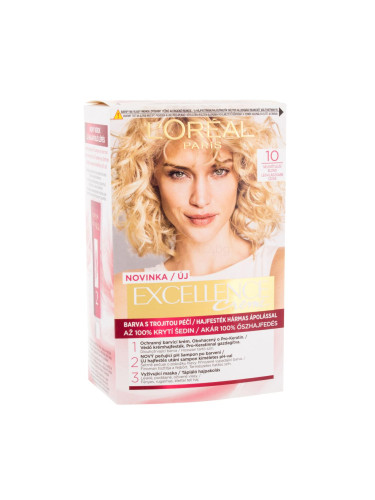 L'Oréal Paris Excellence Creme Triple Protection Боя за коса за жени 48 ml Нюанс 10 Lightest Ultimate Blonde увредена кутия