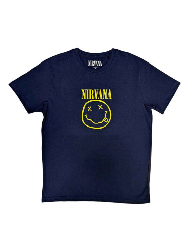 Nirvana Риза Yellow Happy Face Unisex Navy Blue M