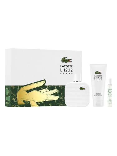 КОМПЛЕКТ LACOSTE L.12.12 Blanc Eau De Toilette Travel Spray Shower Gel Set Тоалетна вода (EDT) мъжки 100ml