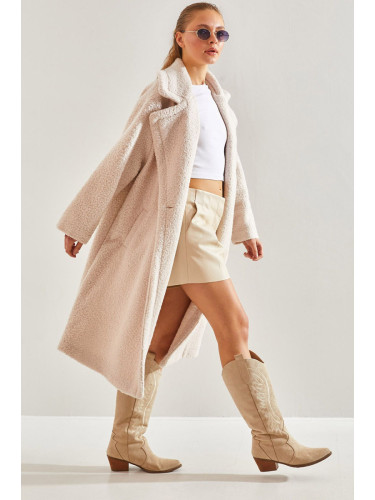 Bianco Lucci Women's Long Boucle Cachet Coat 8087