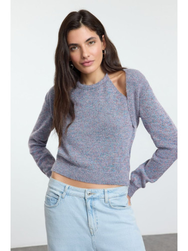 Trendyol Purple Crew Neck Gradient Bolero Knitwear Sweater