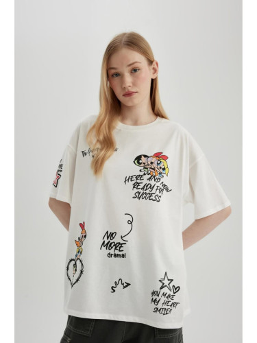 DEFACTO Coool Powerpuff Girls Oversize Fit Crew Neck Printed Short Sleeve T-shirt