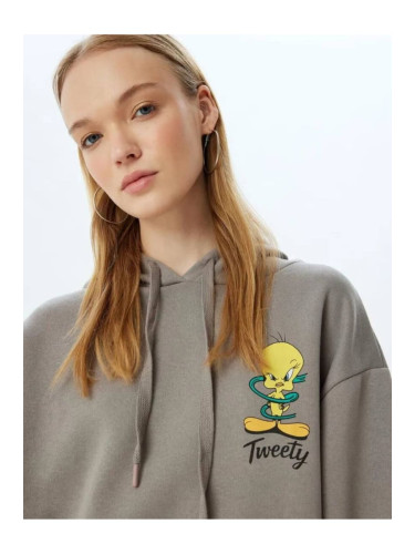 Koton Tweety Oversize Sweatshirt Hooded Back Printed Licensed