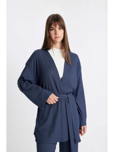 DEFACTO Relax Fit Shawl Collar Wrap Kimono