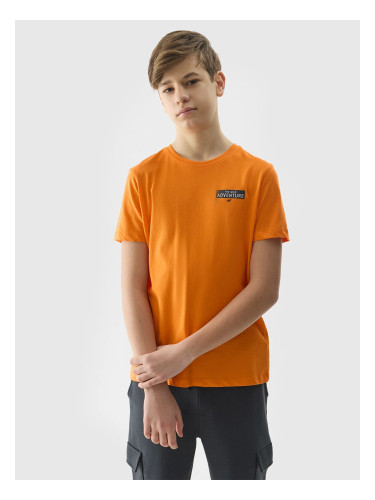 Boys' 4F Printed Organic Cotton T-Shirt - Orange