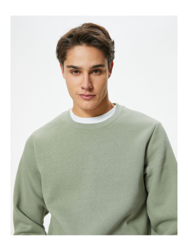 Koton Crew Neck Sweatshirt Long Sleeve Raised