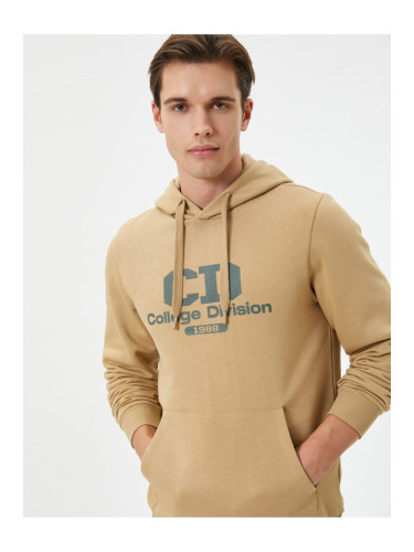 Koton College Hoodie Printed Kangaroo Pocket Detail